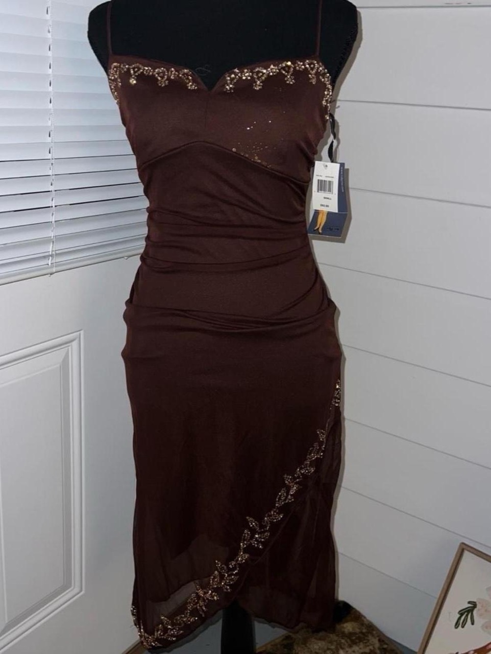 NWT Y2K Ruby Rox Fairycore Glitter Mesh Brown Cocktail Dress